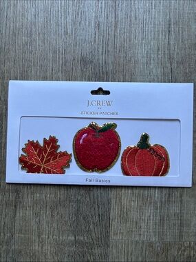 J. Crew Red and Green Fall Sticker Patch Trio with Gold Trim